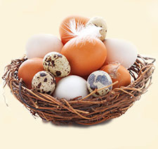 eggs sitting in straw in basket